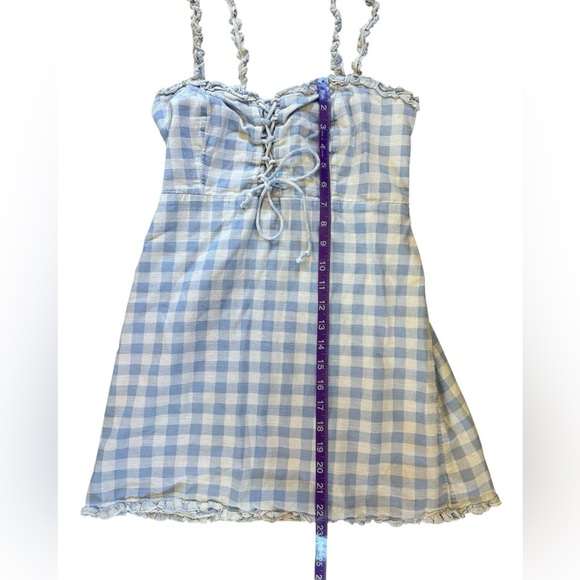 Urban Outfitters Blue and White Gingham Mini Dress - Picture 12 of 16